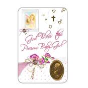 God Bless This Precious Baby Girl Keepsake Card – With Gold Foil Medal &amp;amp; Prayer