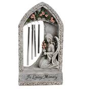 Angel Windchime Resin Grave Statue – Stone Finish for Indoor or Outdoor Use