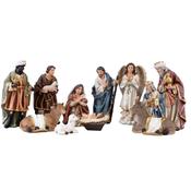 Coloured Resin Nativity Set – 11 Hand-Painted Figures with Gold Highlights image