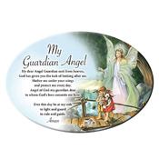 Guardian Angel Ceramic Oval Plaque – With Stand and Hanger