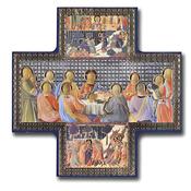 Last Supper Wood Cross Icon – Gold and Silver Metallic Print