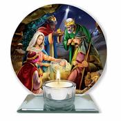 Nativity &amp;amp; Kings Glass Votive Light Holder image