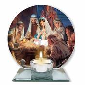 Nativity &amp;amp; Shepherds Glass Votive Light Holder image