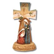 Resin Nativity Cross Holy Family - 9 Inch