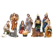 Resin Nativity Set – 11 Hand-Painted Figures with Gold Highlights (5 Inch)