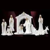 Resin White Finish Nativity Set – 9 Hand-Painted Figures with Gold &amp;amp; Silver Highlights, 7 image