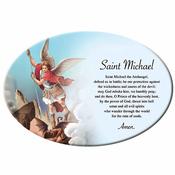 Saint Michael Ceramic Oval Plaque with Prayer