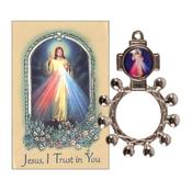 Divine Mercy Rosary Ring and Laminated Prayer Booklet