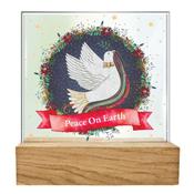 Peace on Earth Glass Plaque with Wooden Base