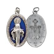 Miraculous Medal - Silver/Blue finish