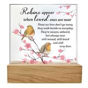 Robins Near You Glass Plaque with Verse and Wooden Base