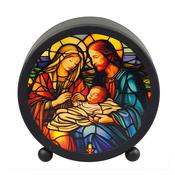 Holy Family Stained Glass Window Plaque with Light