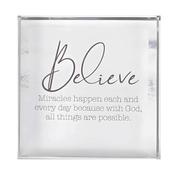 Believe Miracles Glass Block Paperweight