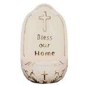 Bless Our Home &amp;amp; Cross Porcelain Holy Water Font