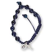 Glass Macrame Rosary Bracelet – Blue