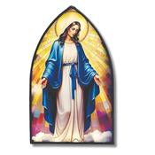 Miraculous Metal Plaque with Light – Arched Window Stained Glass