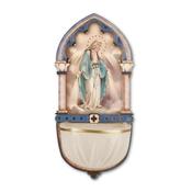 Miraculous Wood Holy Water Font with Luminous Bowl