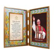 Pope Leo XIII Stained Glass Standing Plaque with Prayer
