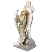 Weeping Angel Leaning on Celtic Cross Resin Statue – Hand Painted