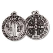 St Benedict Oxidised Medal 1 Inch | Round Saint Benedict Medal