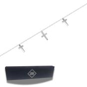 Sterling Silver CZ Cross Charm Bracelet with Extension Chain