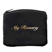 Black Bonded Leather Rosary Purse with Zip