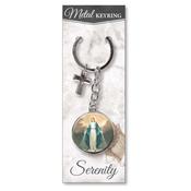 Miraculous Medal Metal Keyring with Cross