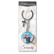 Saint Christopher Metal Keyring with Cross