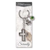 Silver Finish Shamrock Open Cross Metal Keyring