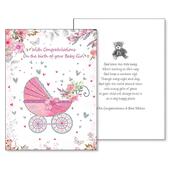 Baby Congratulations Card for a Girl – 3D Design