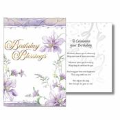 Birthday Blessings Card with Insert – Purple Flower Design