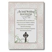 Wood Irish Wedding Blessing Plaque with Celtic Cross