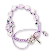 Purple Porcelain Macramé Rosary Bracelet – Flower Design image