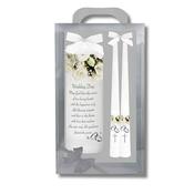 White Wedding Candle Set – Floral Design -8 Inch Gift Boxed image