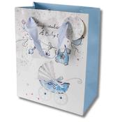 Congratulations Baby Boy Gift Bag with Blue Ribbon Bow image