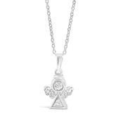 Children's Sterling Silver Angel Necklace with Cubic Zirconia Charm – Gift Boxed image