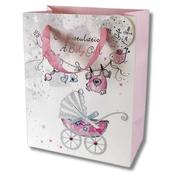 Congratulations Baby Girl Gift Bag with Pink Ribbon Bow image
