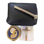 Communion Pyx Set with Blue Fish Motif Pyx