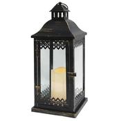 Metal &amp;amp; Glass Grave Lantern with LED Timer Candle