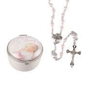 My First Rosary Porcelain Keepsake Box with Pink Pearl Rosary