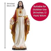 Sacred Heart of Jesus Outdoor Statue – 24-Inch Fibreglass and Resin image