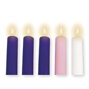 Pack of 5 Advent Candles – 3 Purple, 1 Pink &amp;amp; 1 White – 8 Inch image