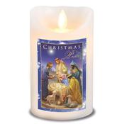 Christmas Peace Nativity LED Candle – Vanilla Scented Wax with Timer image