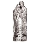 Holy Family Nativity Message Ornament – O’ Holy Night – 5-Inch Silver Metallic Resin image