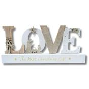 LOVE Wooden Nativity Christmas Decoration with Glitter – 12 Inch image