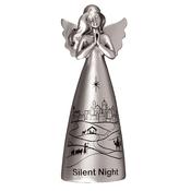 Nativity Message Angel – Silent Night – 5-Inch Silver Metallic Resin