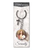 Sacred Heart of Jesus Metal Key Ring with Cross