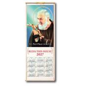 2027 Saint Pio Wooden Scroll Calendar – 30" x 12"