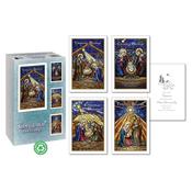 Christmas Blessings Stained Glass Nativity Christmas Cards – Box of 18, 4 Designs