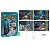 Gold Stamped &amp;amp; Embossed Nativity Christmas Wishes Cards – Box of 12, 4 Designs